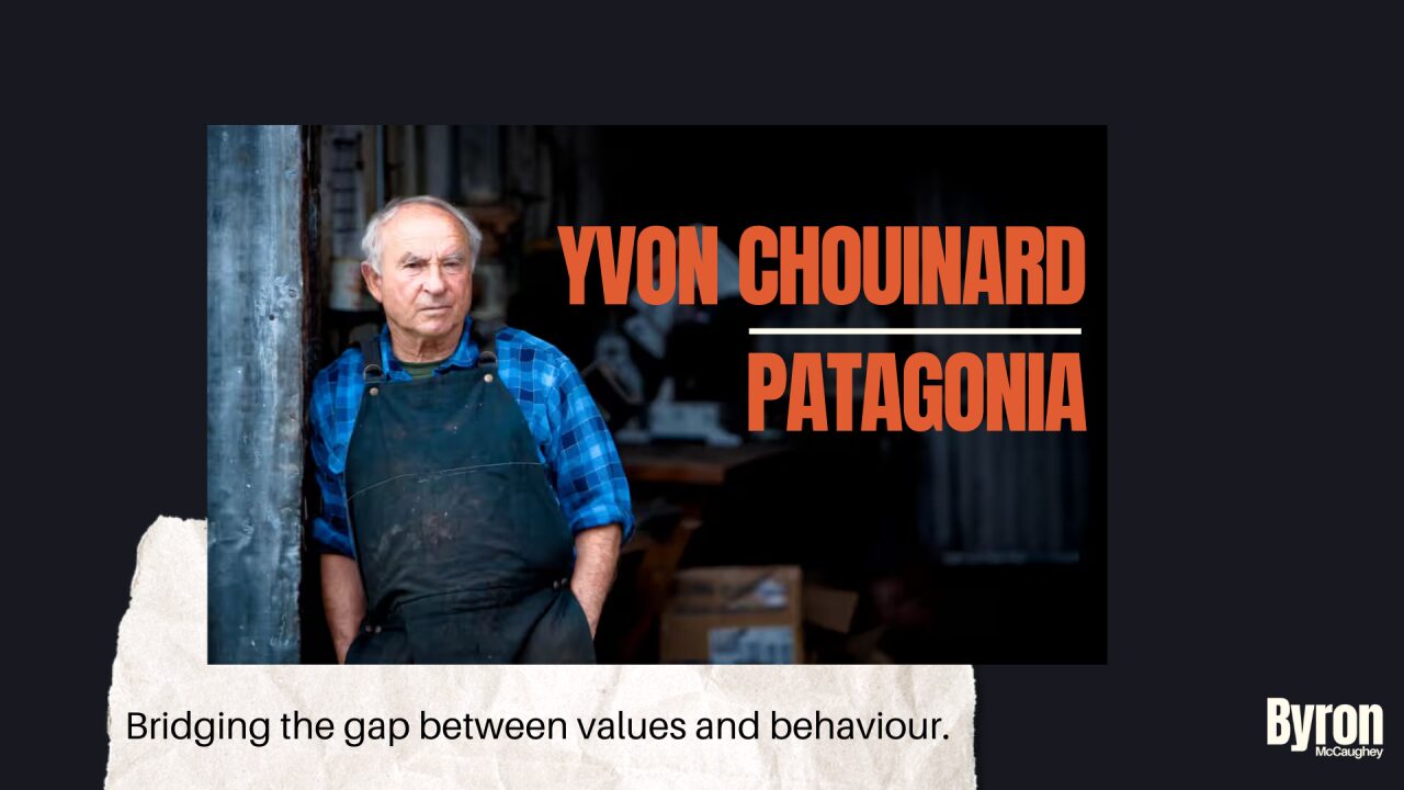 Cover image for the article "Yvon Chouinard: Bridging the Gap Between Values and Behaviour"